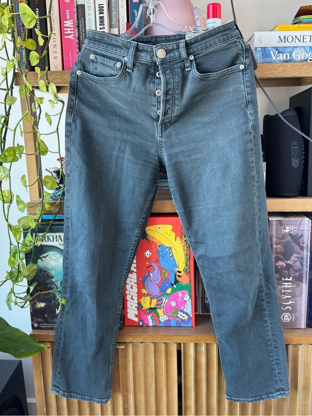rag & bone Washed Charcoal Straight Leg Jeans